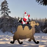Tomten rider på en kamel